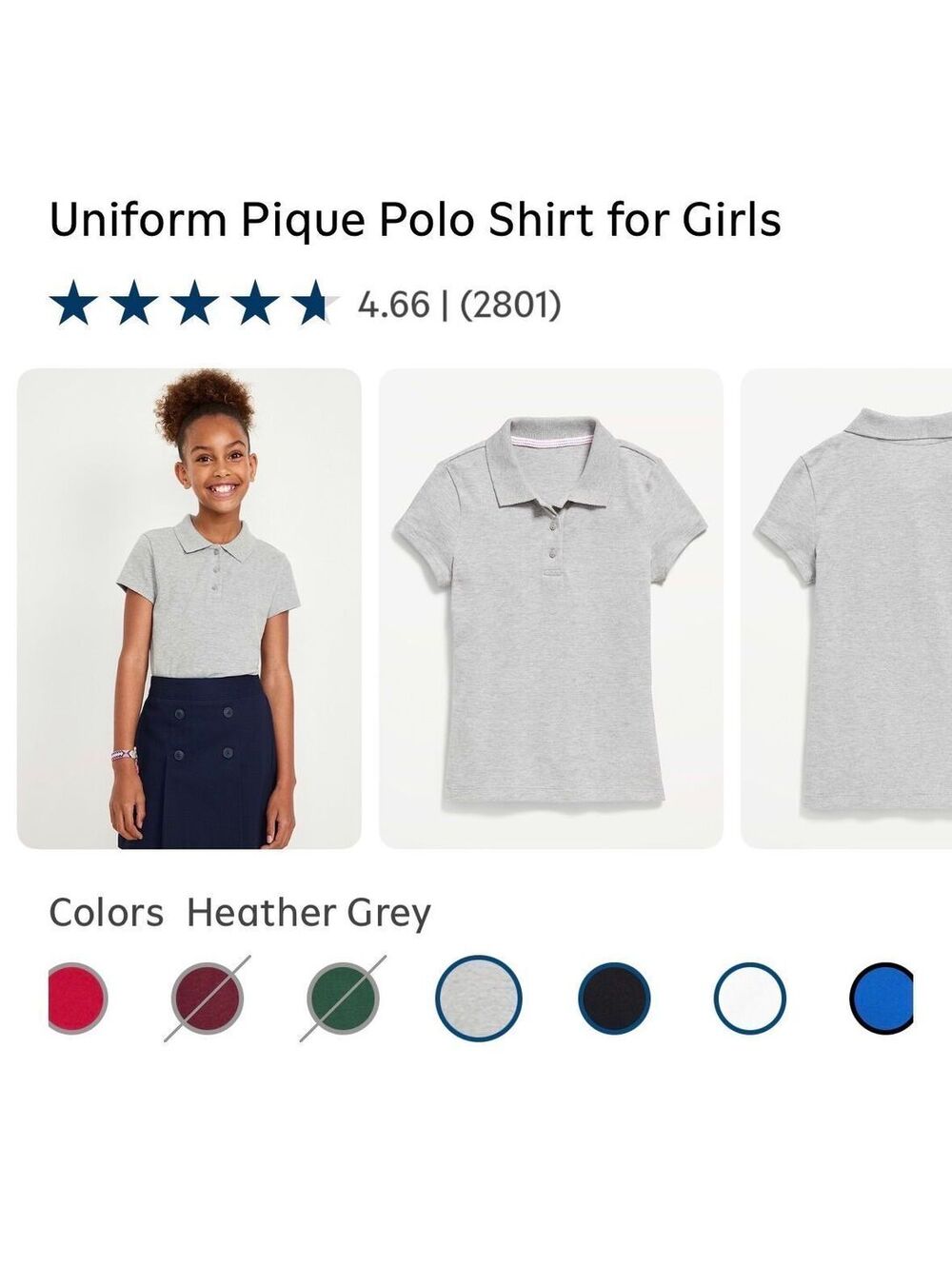 Uniform Pique Polo Shirt for Girls